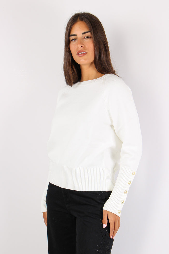 Arwan Maglia Bottoni Manica Latte-9