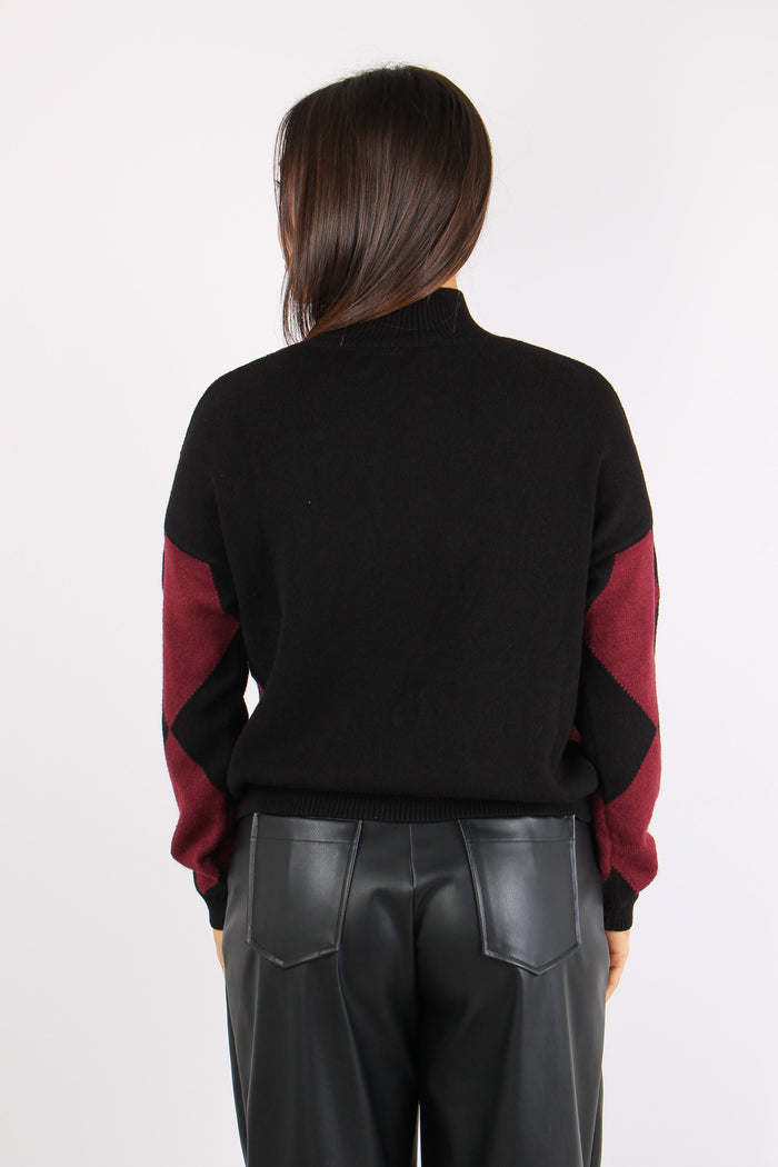 Collo Alto Intarsio Rombi Vino/nero-4