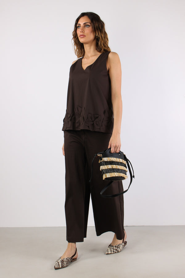 Pantalone Cropped Cotone Moro
