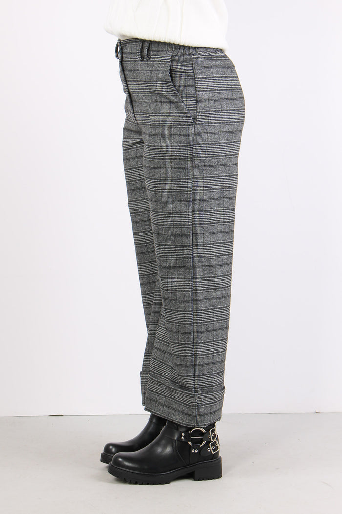 Pantalone Cropped Risvolto Grigio/nero-3