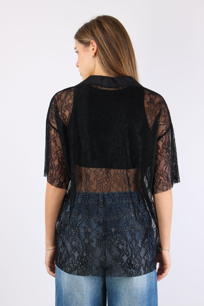 Polo Manica Corta Pizzo Nero-5