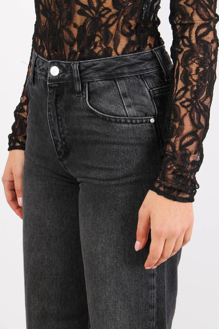 Denim Palazzo Vita Regolare Nero-6