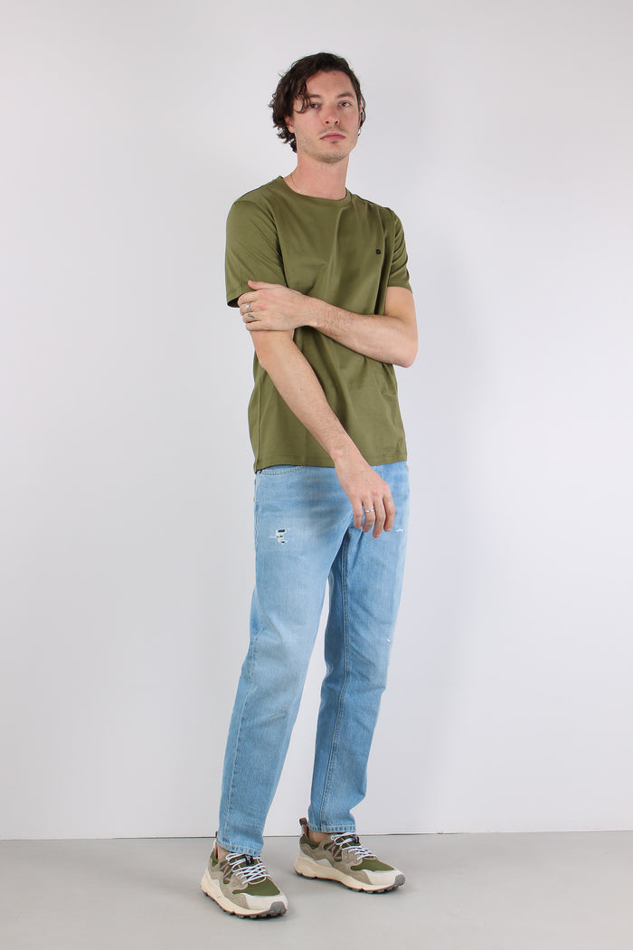T-shirt Logo Cotone Verde Militare-5