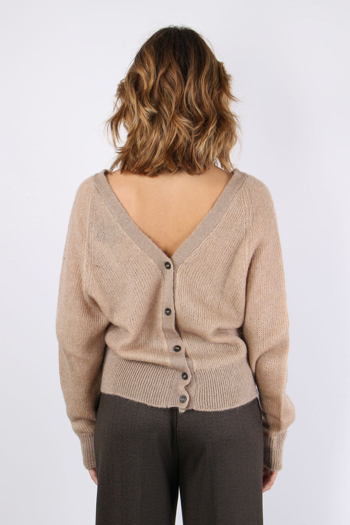 Cardigan Bottoni Schiena Cristal Grey-4