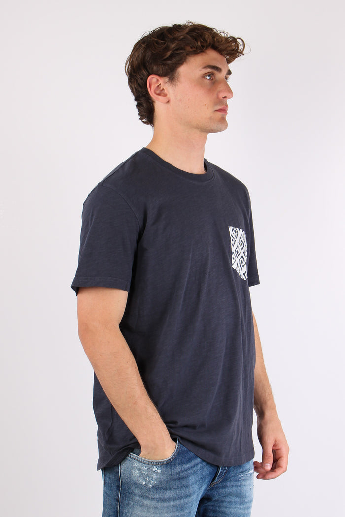 T-shirt Taschino Stampa Etnica Navy-5