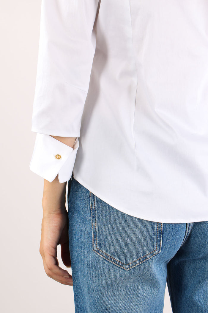 Camicia Cut Out Polsini Bianco-7