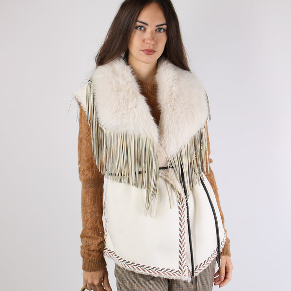 Gilet Ecomontone Frange Rust-2