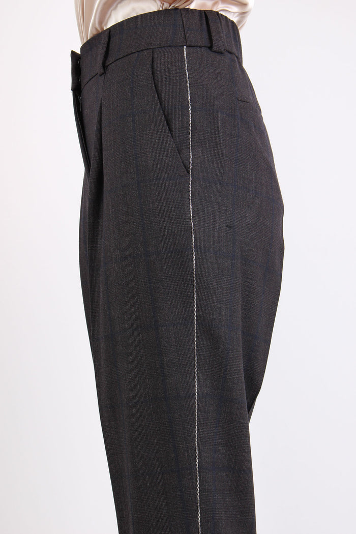 Pantalone Quadri Monile Blu/marrone-4