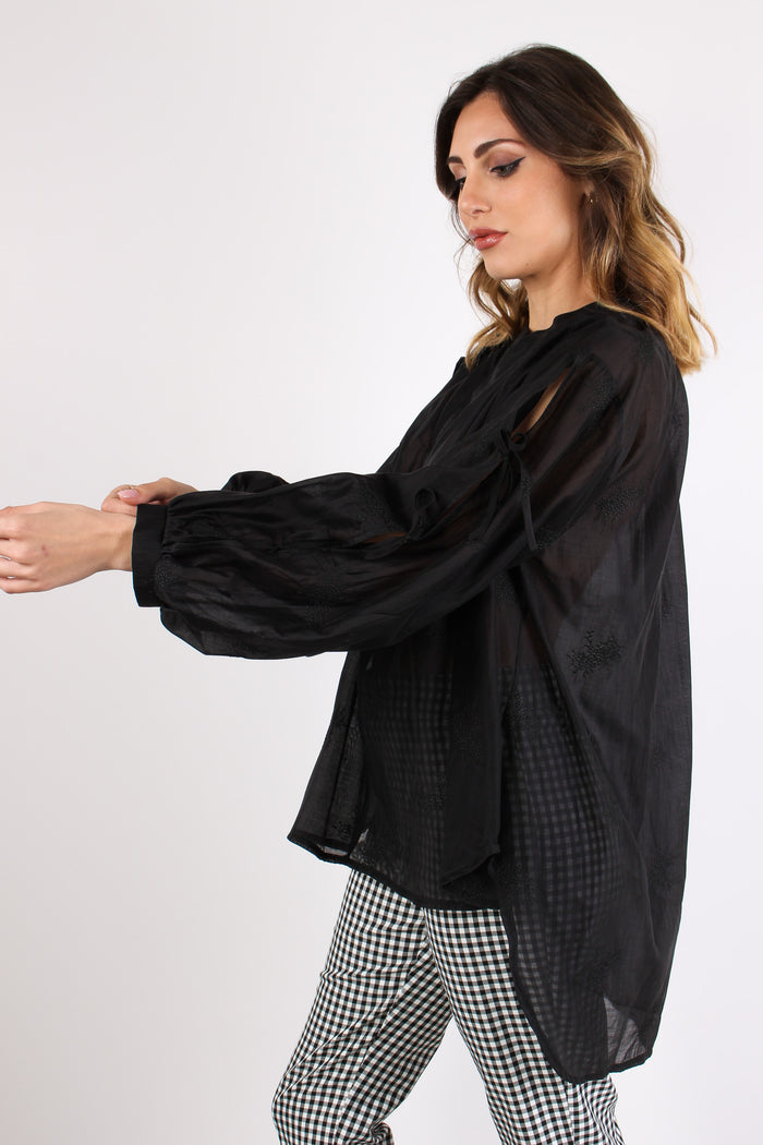 Camicia Mussola Fiocchi Nero-7