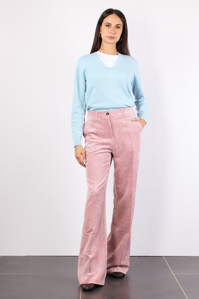 Pantalone Velluto Coste Rosa