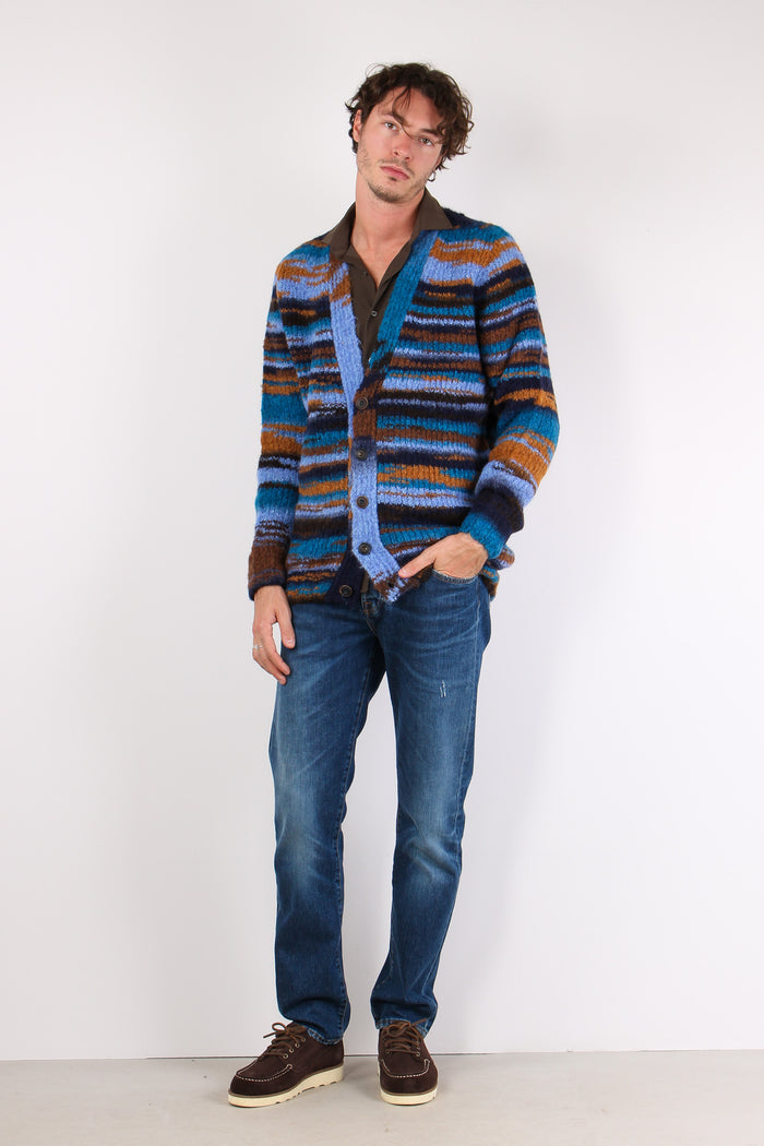 Cardigan Riga Indefinita Blu/ruggine-5