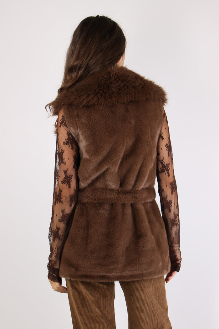 Penny Gilet Ecopelliccia Marrone-4