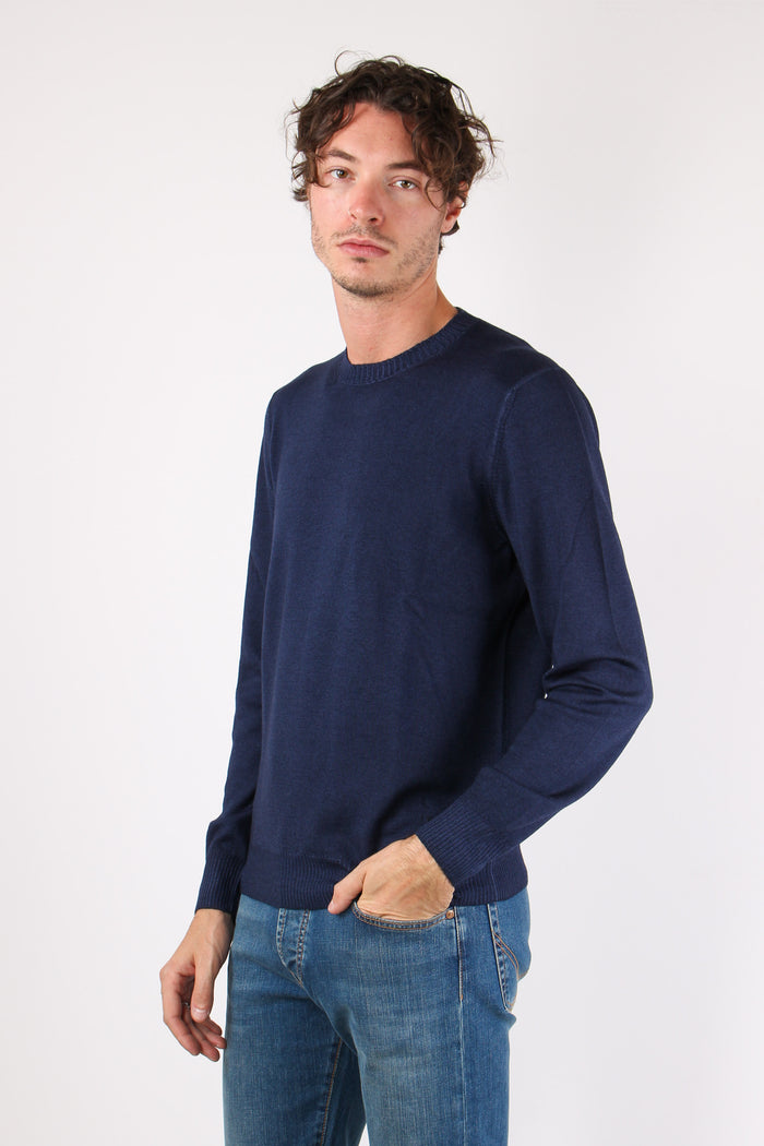 Maglia Lana Effetto Lavato Blu-4