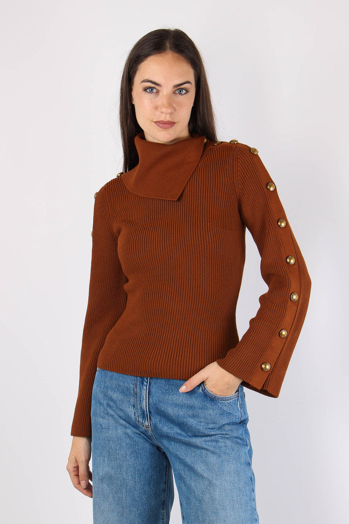 Maglia Bottoni Manica Sigaro-3