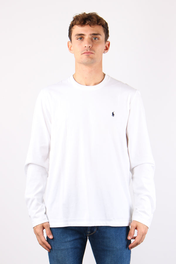 T-shirt Ml Scollo V Logo White