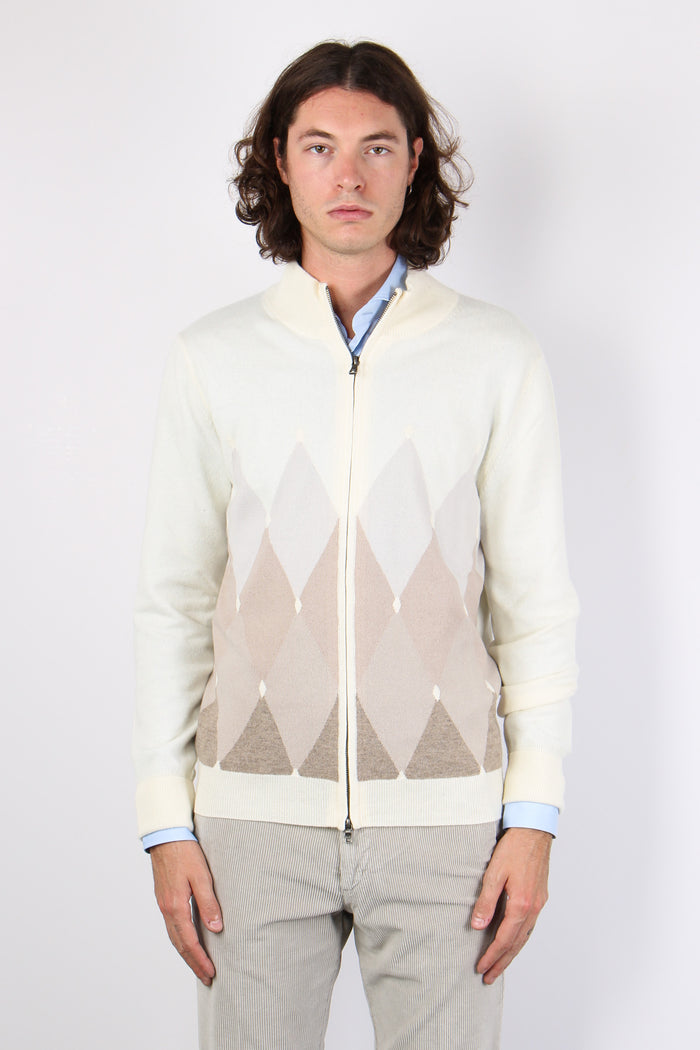 Cardigan Full Zip White/beige-5