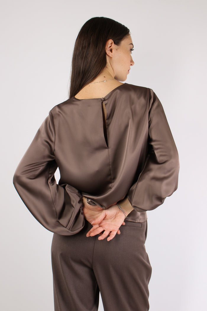 Blusa Effetto Raso Manica Pall Orzo-7