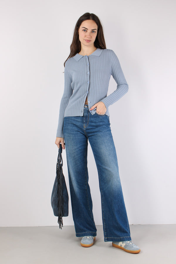 Cardigan Colletto Cantettato Polvere