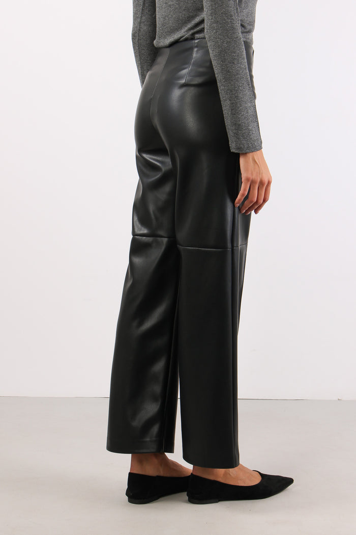 Pantalone Ecopelle Cuciture Nero-5