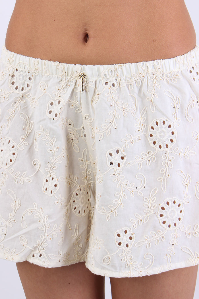 Short Sangallo Inserto Paillet Ecru-8