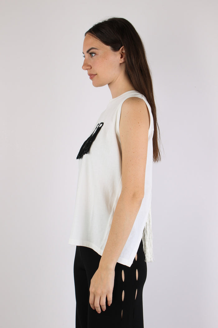 T-shirt Frange Bianco-3