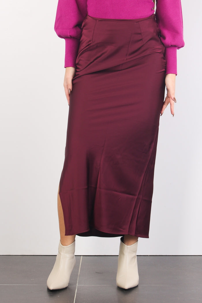 Gonna Lunga Raso Spacco Deep Burgundy-3