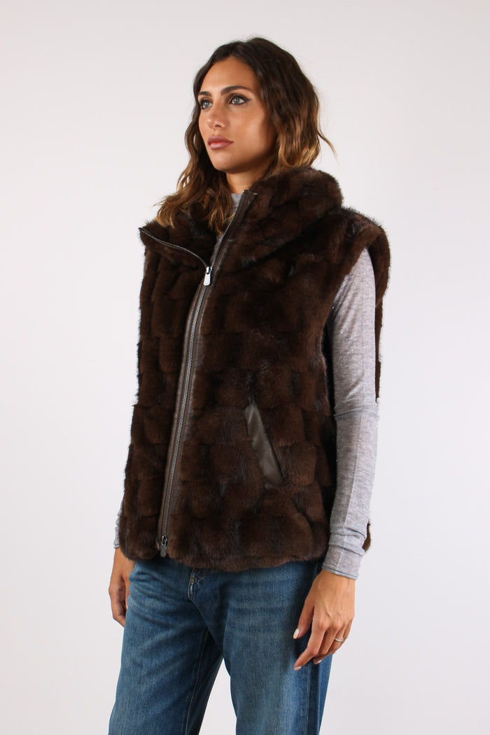 Glossinia Gilet Ecopelliccia Chicco Caffe-5