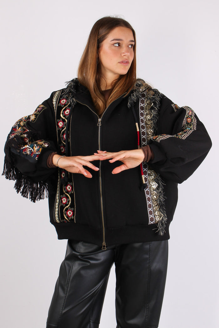 Felpa Zip Passamanneria Intern Nero-4