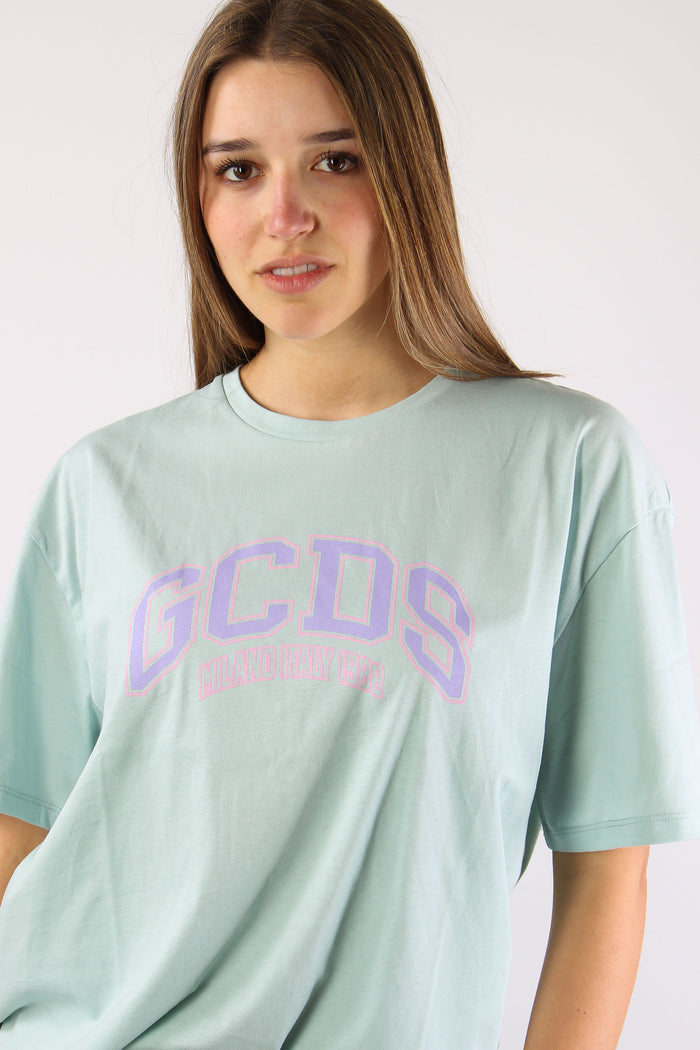 T-shirt Over Logo Centrale Green Water-8