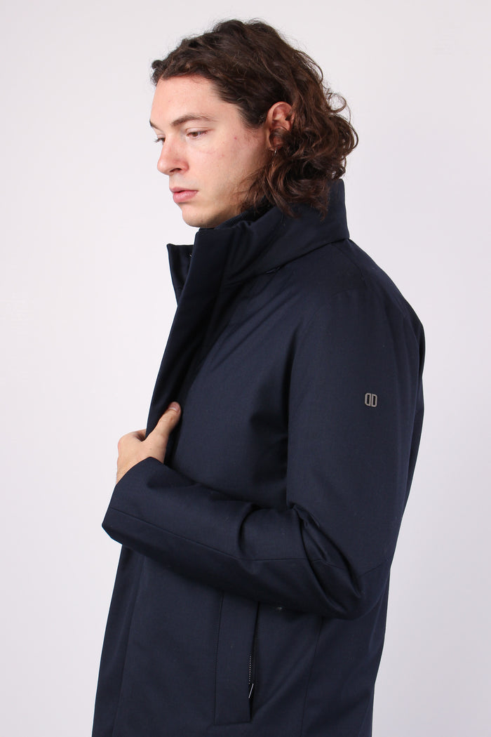 Cappotto Lana Interno Piuma Blu-7