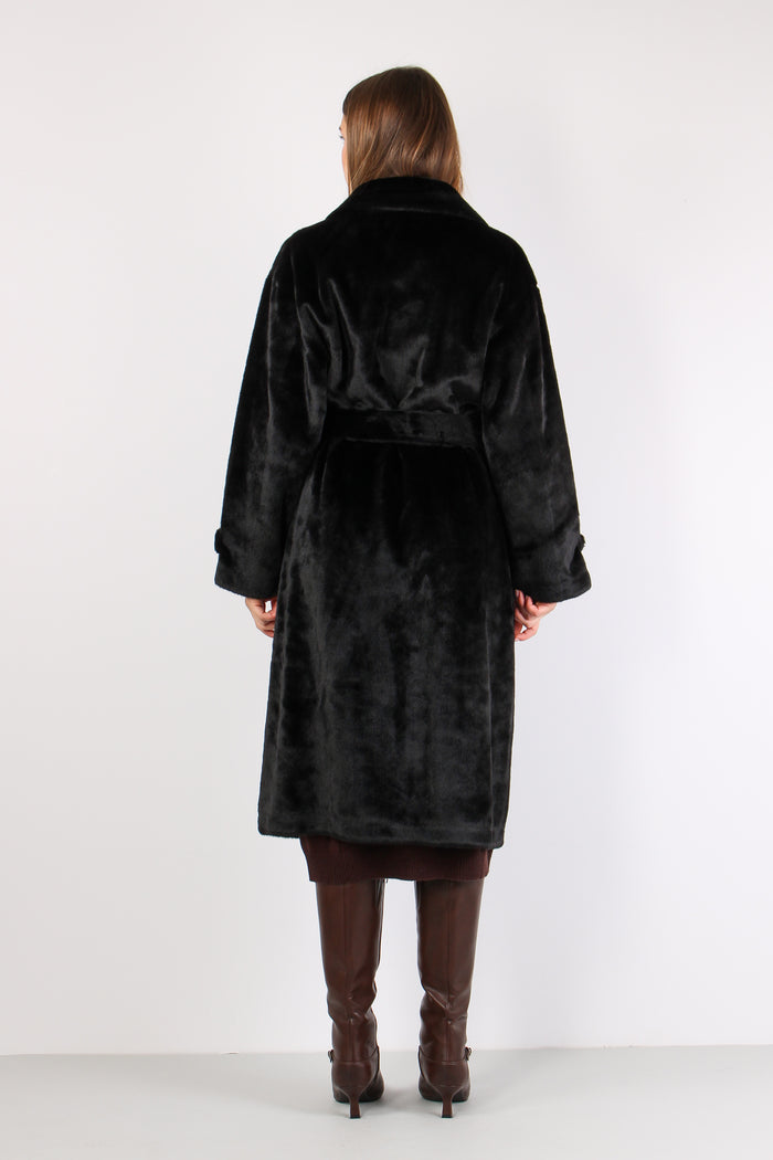 Chamlet Pelliccia Lunga Cintur Black-5