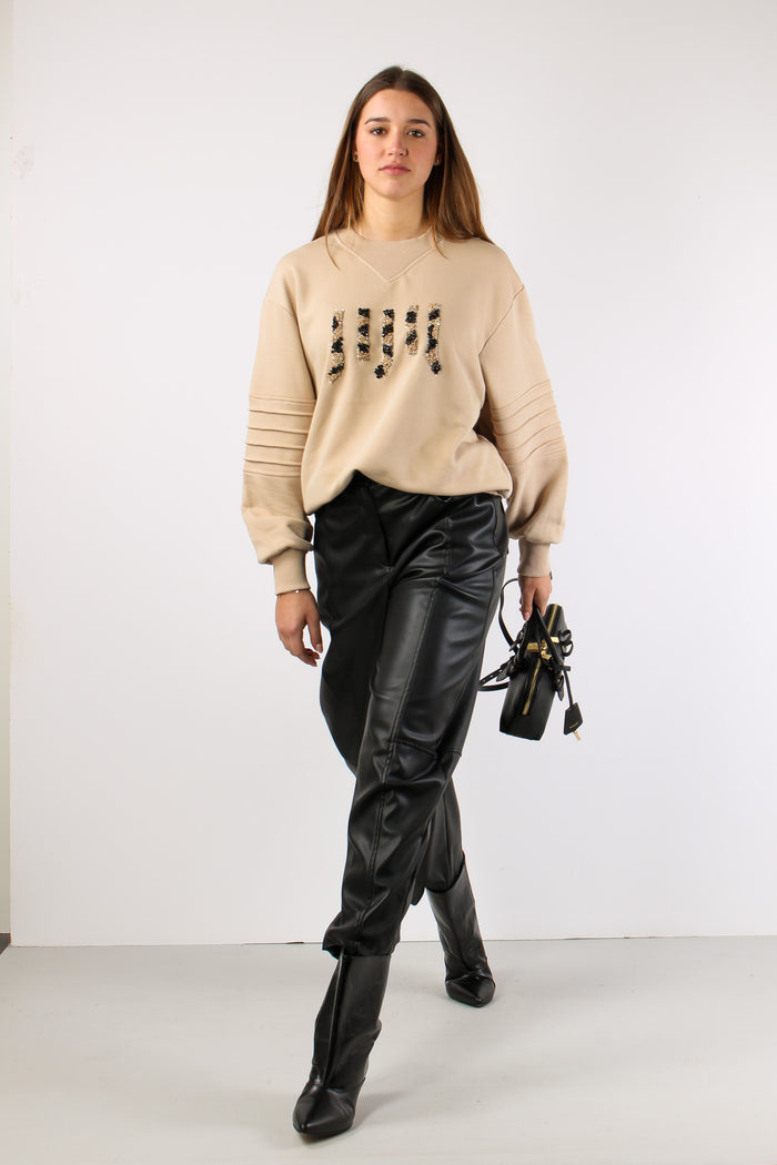 Felpa Logo Strass Vanilla-6