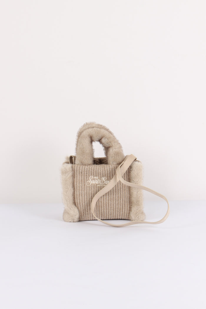 Borsa Mano Costine Pelliccia Nut-3