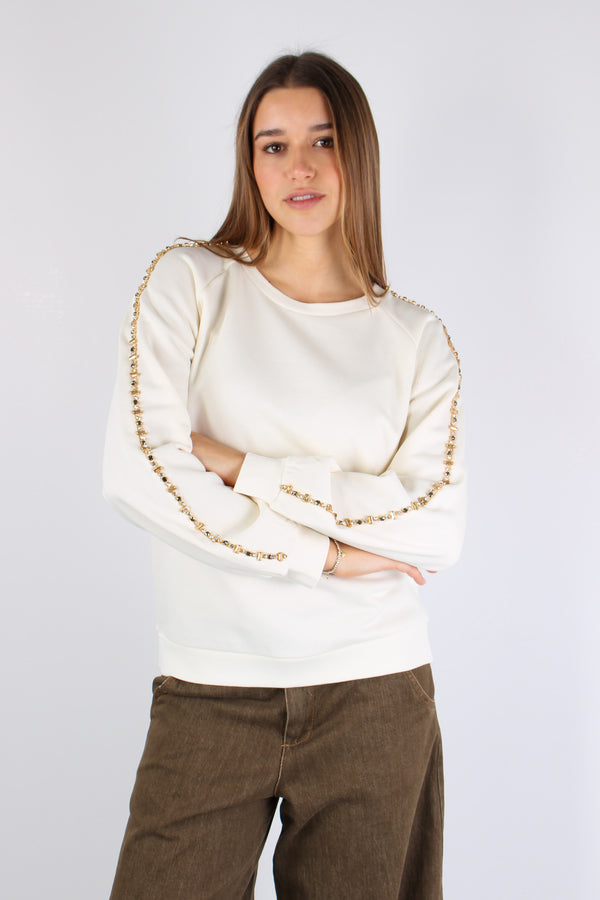 Girocollo Castoni Manica Bianco Latte-2