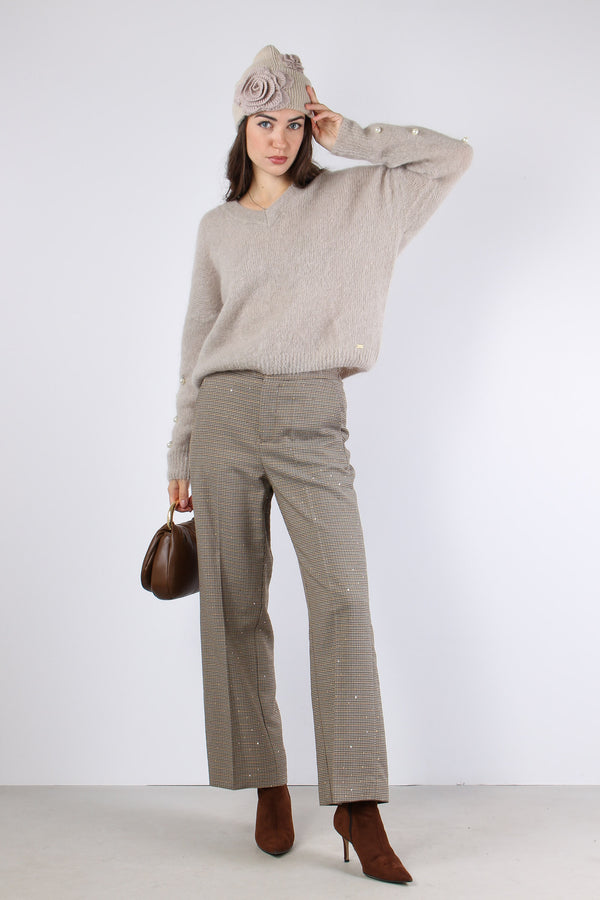 Maglia Manica Perle Nude