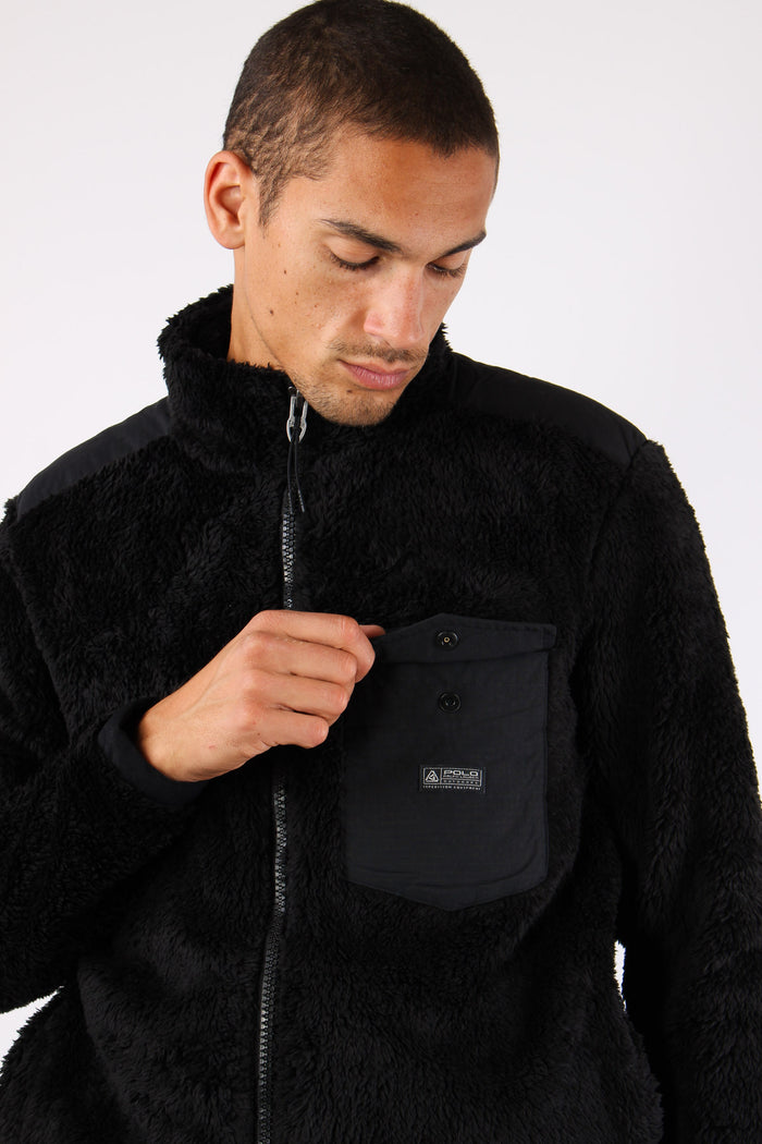 Giubbotto Pile Zip Polo Black-5