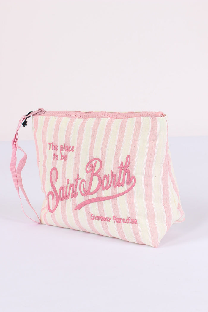 Aline Pochette Cotone Righe Rosa-4