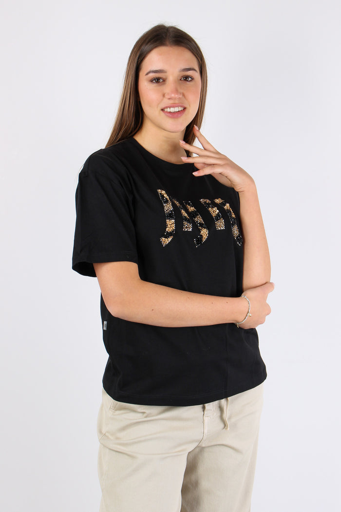 T-shirt Logo Strass Black-6