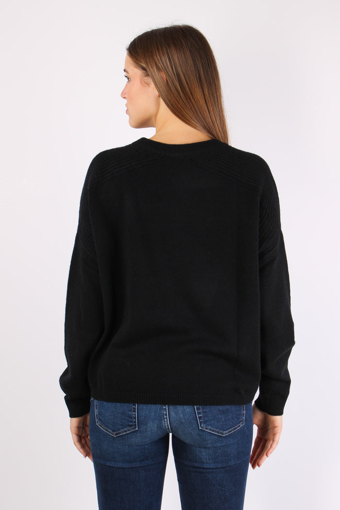 Maglia Girocollo Applicazioni Nero/ricamo-5