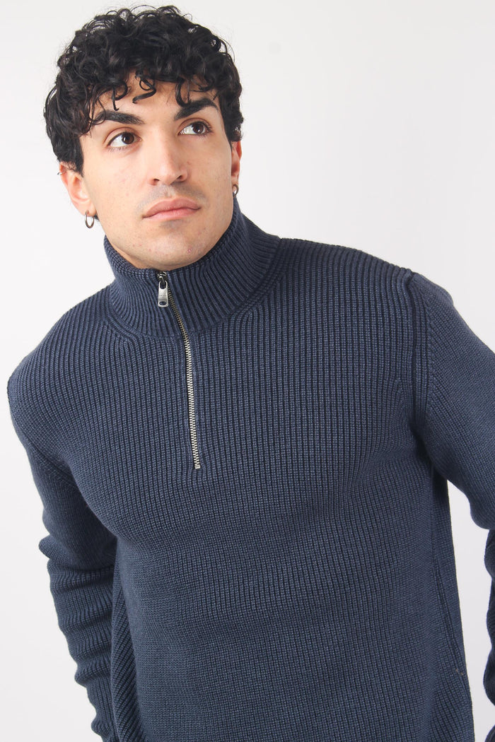 Maglia Mezza Zip Costa Inglese Blu Notte-6