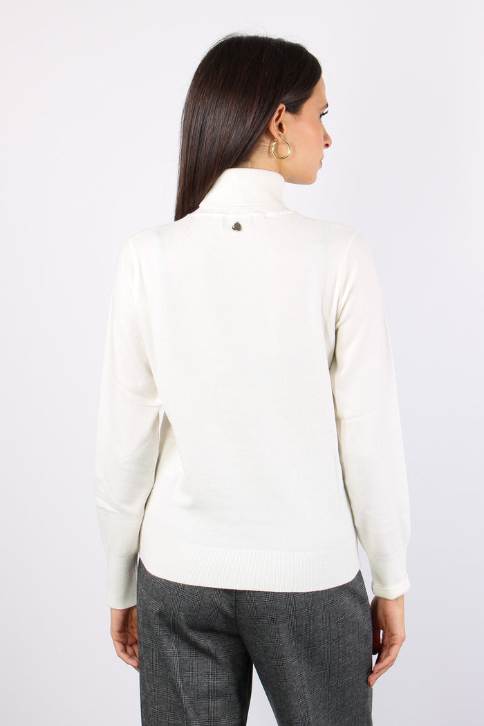 Maglia Collo Alto Viscosa Latte-3