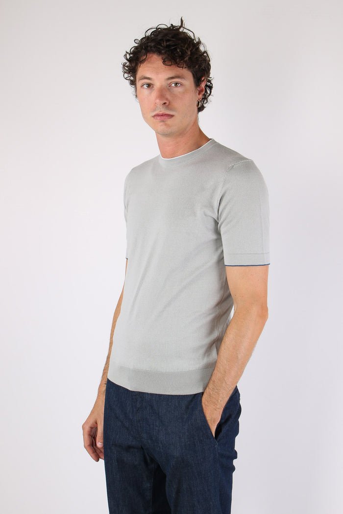 Maglia M/m Profilo Contrastro Grigio/bianco-3