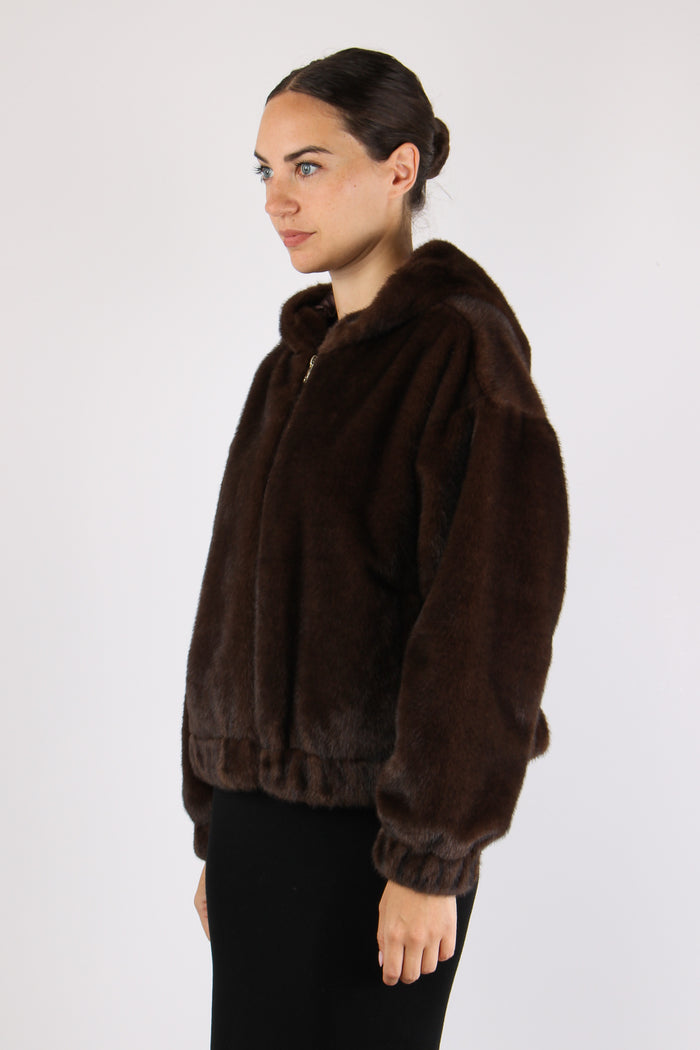 Pelliccia Cappuccio Zip Moro-4