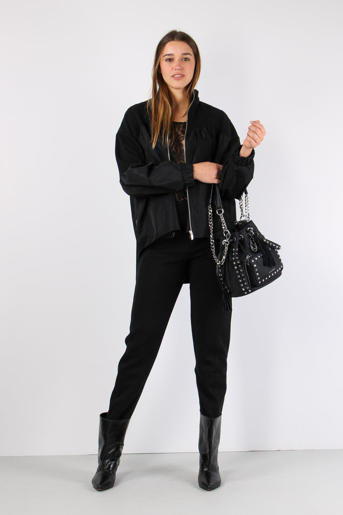 Bomber Felpa Inserto Nylon Black-6