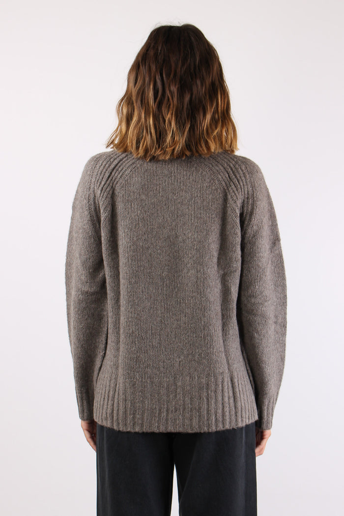 Maglia Collo Alto Spacchi Fango-5