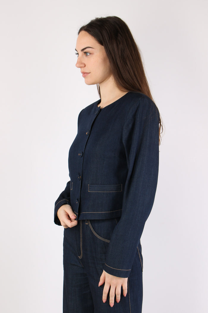 Giacca Chambry Bottoni Blu Denim-3