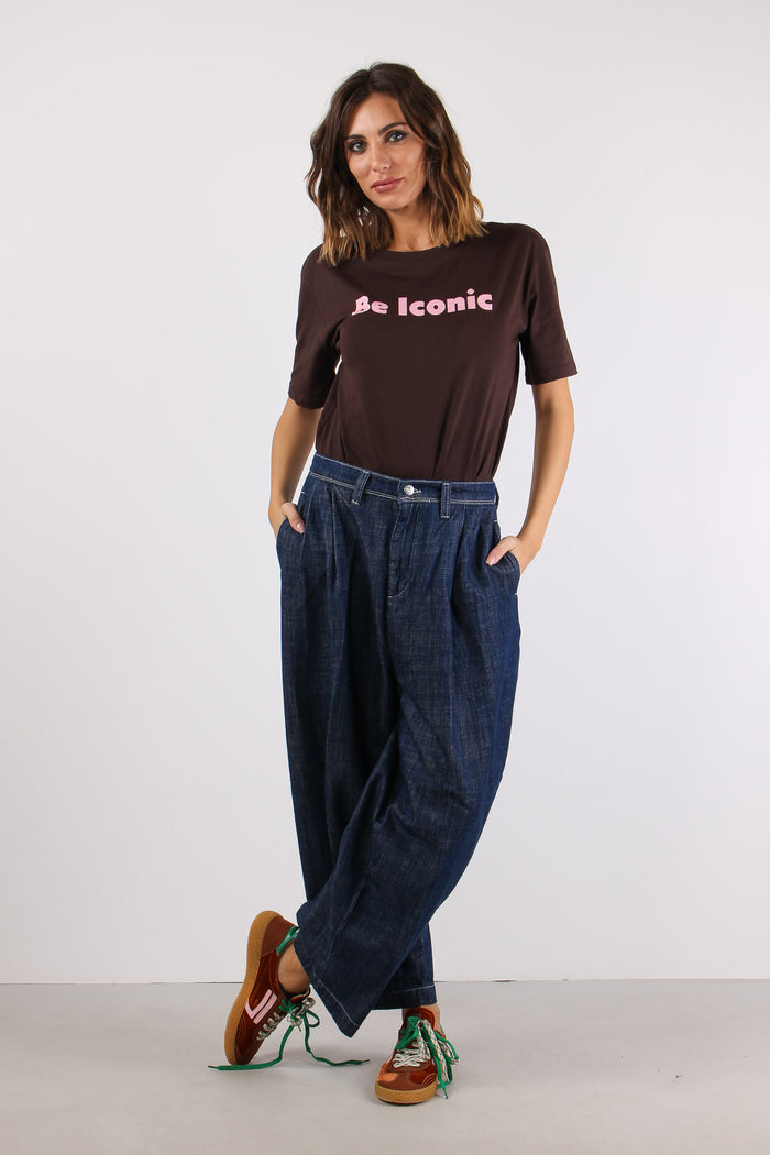 Pantalone Relaxed Wide Leg Blu Navy-5