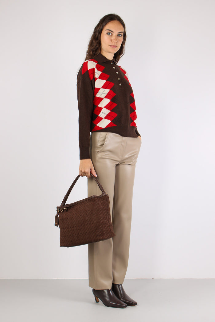 Mllpalude Pantalone Ecopelle Tortora-3