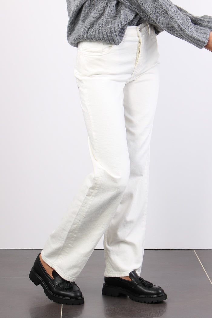 Pantalone Bull Gamba Dritta Bianco Lana-5