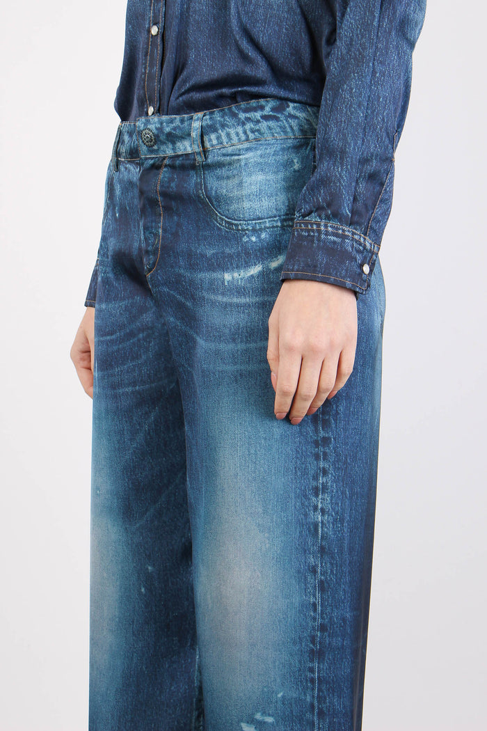 Jeans Stampa Digitale Rottture Blu Denim-8